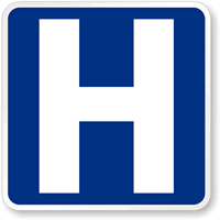 Blue Hospital Symbol Sign