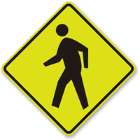 Fluorescent Yellow Green Pedestrian Crossing Symbol Sign