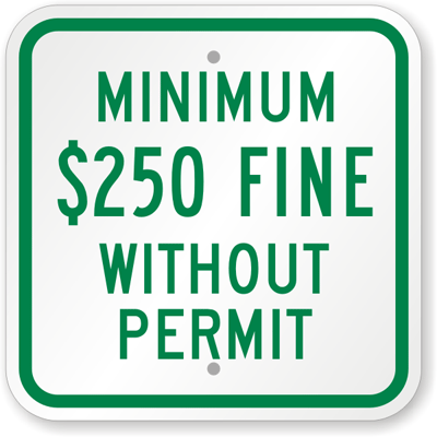 Parking fine without permit sign