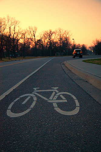 Bike lane and sunset