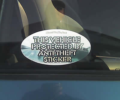 funny bumper sticker anti-theft sticker