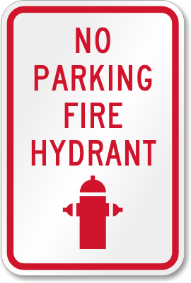 no parking fire hydrant sign