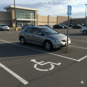 car in parked on handicapped parking spot