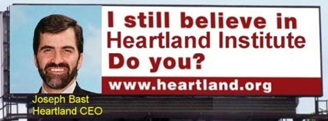 A parody of Heartland Institute’s anti-global warming billboard, depicting its CEO, Joseph Bast