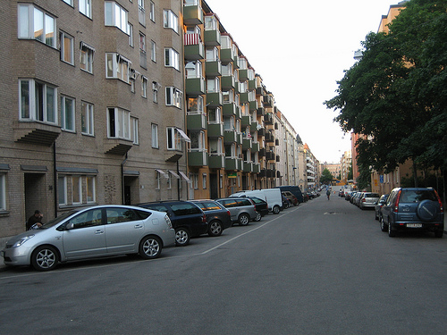 Cars parked on-street in Stockholm