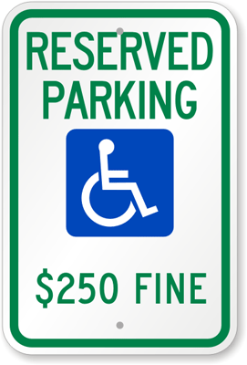 Illinois ADA parking sign with $250 fine