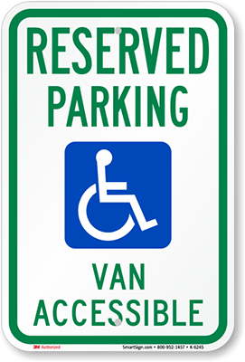 Kansas ADA parking sign with van accessible text.