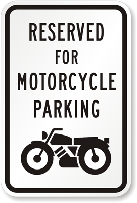 Reserved for motorcycle parking sign