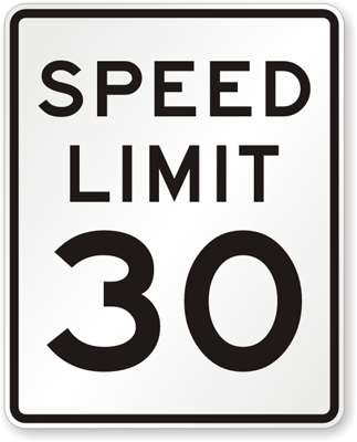 30 miles per hour speed limit sign