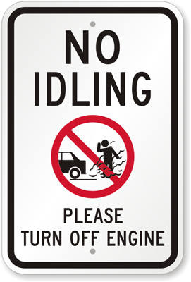 In cities like New York where parking is scarce, idling isn't the problem - cruising for parking is. From roadtrafficsigns.com. 