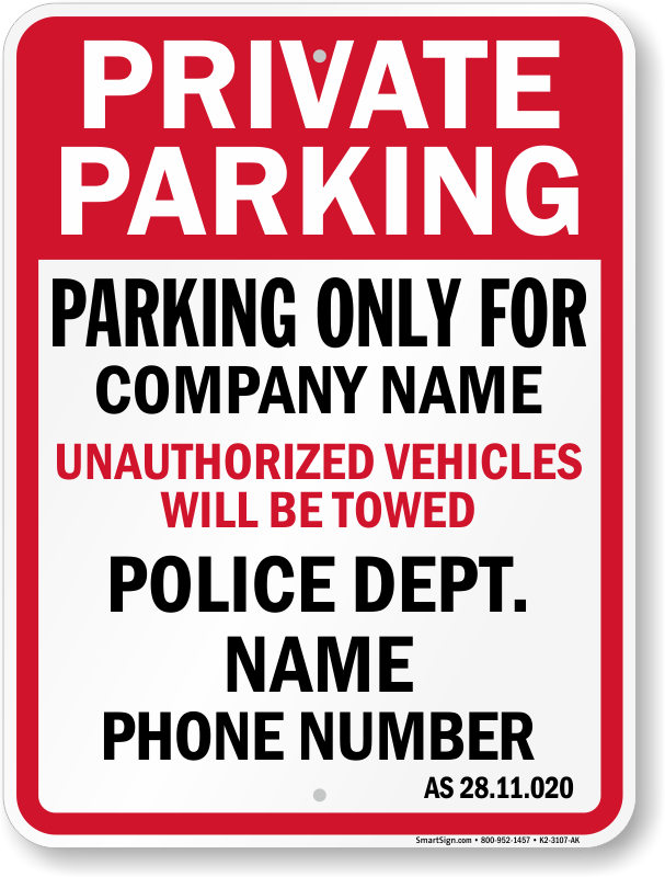 Alaska tow away sign with unauthorized vehicles will be towed and custom text.