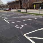parking lot with handicap spots