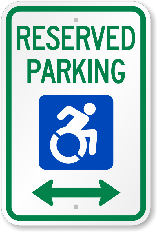 New York ADA parking sign with updated symbol and double arrow