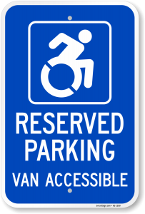 Michigan ADA parking sign with reserved parking van accessible text