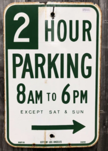 Two hour parking sign from the 1930s