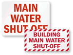 Water Shut Off Signs and Water Valve Signs