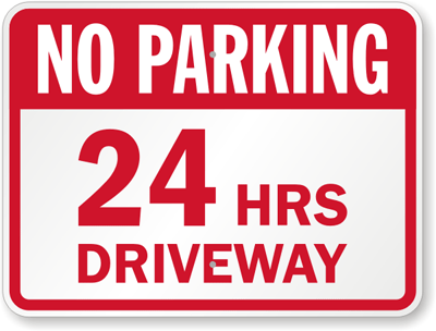 SIGN FOR HOME OR BUSINESS 300mm x 200mm NO PARKING DRIVEWAY IN USE 24 HOURS..