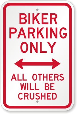 Motorcycle Parking Only All Others Will Be Hog-Tied Tin Sign