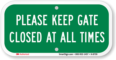 All Quality Oval Please Keep GATE Closed Thank You Sign Black Small 