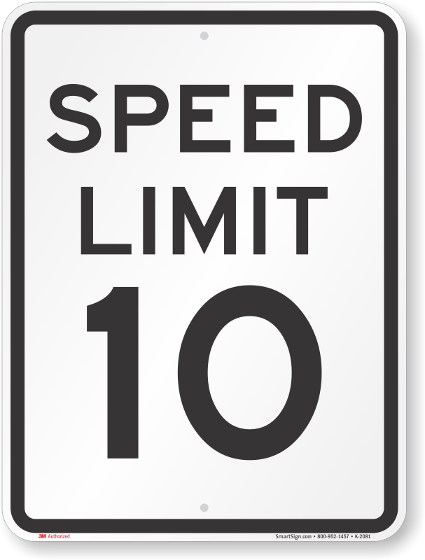10 mph Speed limit sign 3mm Aluminium sign 300mm x 200mm 