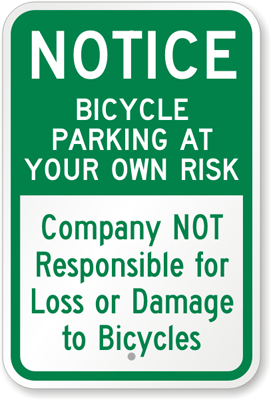 CYCLE RACK USERS DO AT OWN RISK Metal SIGN NOTICE bicycle bike park car parking