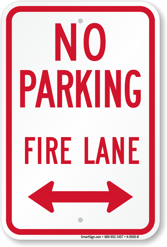 Pre-drilled Holes Traffic Sign 12"x18" No Parking - Fire Lane Sign With Double Arrow., Sign Material=E.G. Reflective On Aluminum : Business And Store Signs Metal ACM Traffic Sign