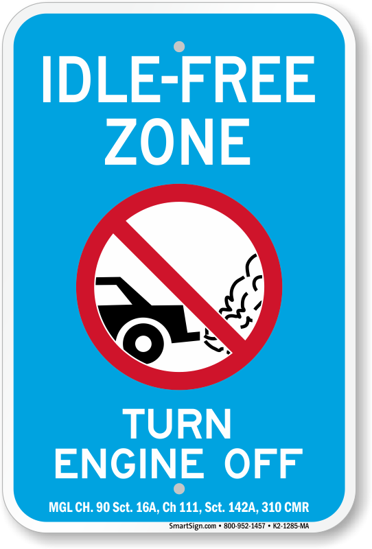 No Idling Zone Sign 12" x 18" Heavy Gauge Aluminum Signs 