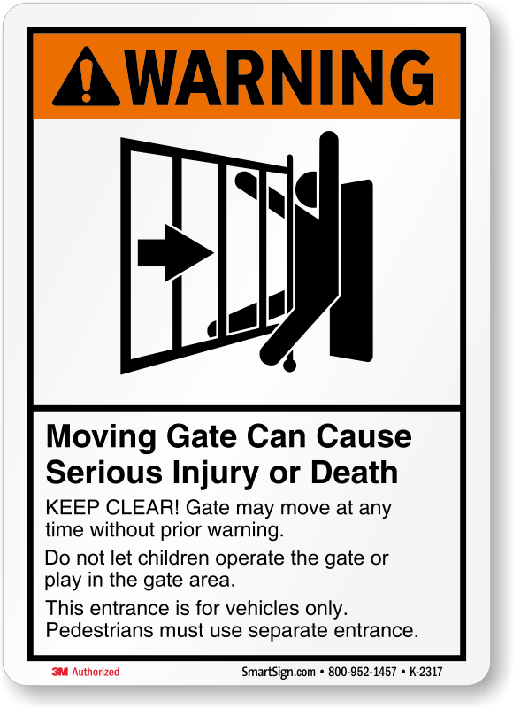Details about   Aluminum Warning Sign Moving Gate Injury 8.5”x11 Metal Pedestrian Entrance Sign 