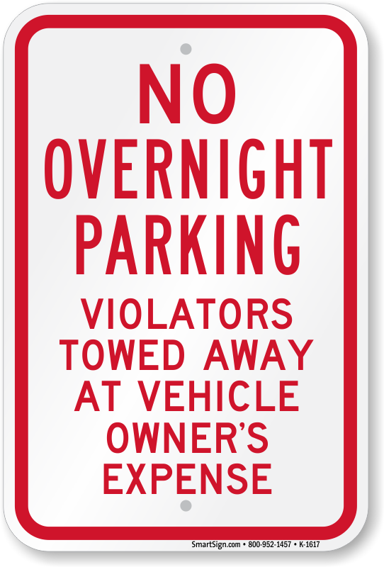 18 in. x 12 in. No Overnight Parking Sign