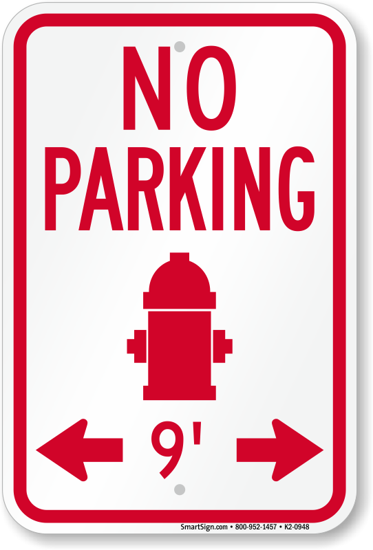 No Parking Fire Hydrant Sign Safety Do Not Block Hazard Lane Size Options