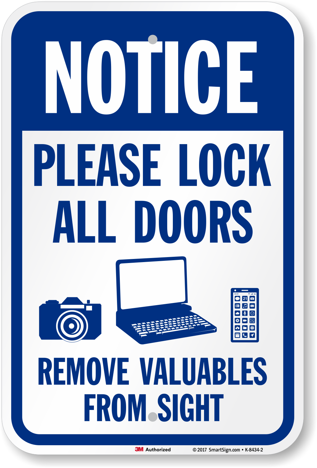 Please Lock All Doors Remove Valuables From Sight Sign