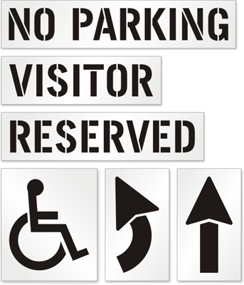 No Parking, Reserved with other Symbols Stencil Kit Signs, SKU: ST-0334