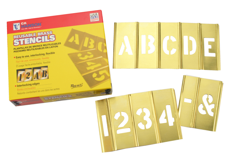 Brass Interlocking Letter and Number Stencils, 45 Piece Signs, SKU