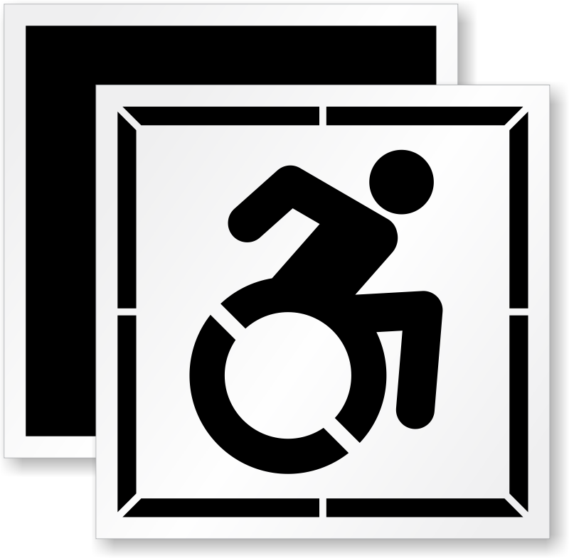 Rectangular Handicapped Sign Pavement Stencil - Handicapped Symbol Signs