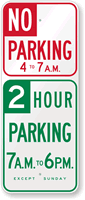 Custom Specific Hours No Parking Sign