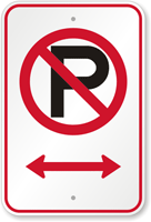 No Parking Symbol Sign With Bidirectional Arrow