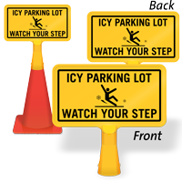 Icy Parking Lot ConeBoss Sign