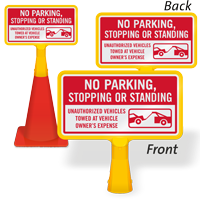 No Parking Stopping Or Standing ConeBoss Sign