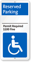 Reserved Parking Permit Required Fine Imposed Sign