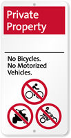 Private Property No Bicycles Motorized Vehicles iParking Sign