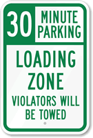 30 Minute, Time Limit Parking Sign
