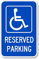 Reserved Parking (handicapped symbol) (blue) Sign