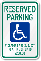 Reserved Parking Violators Handicapped Sign