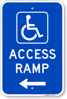 Access Ramp (with Arrow) Handicap Parking Sign