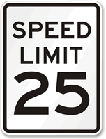 Speed Limit 25 MPH Aluminum Speed Limit Sign