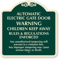 Automatic Electric Gate Door Warning Sign 