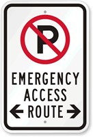 Emergency Access Route Sign (With Bidirectional Arrow)