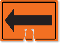 Left Arrow Pictorial Cone Top Warning Sign