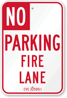 NO Parking Sign - Designated Fire Lane Area