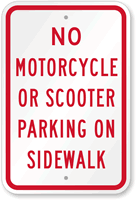 No Motorcycle Or Scooter Parking On Sidewalk Sign